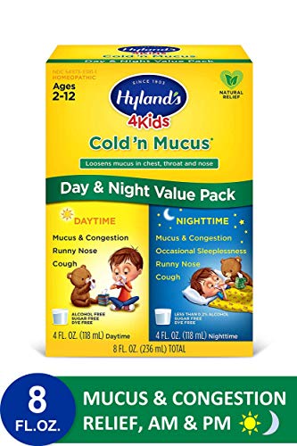 Product Cover Kids Cold and Mucus Day and Night Value Pack by Hyland's 4Kids, Natural Common Cold Symptom Relief, 8 Fl Oz