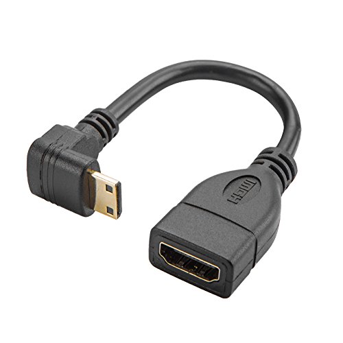 Product Cover Mini HDMI to HDMI, CableCreation Downword Angled Mini-HDMI Male to HDMI Female Converter Adapter Cable (0.5 Feet), Support 3D, 1080P Resolution, 0.15M/ Black
