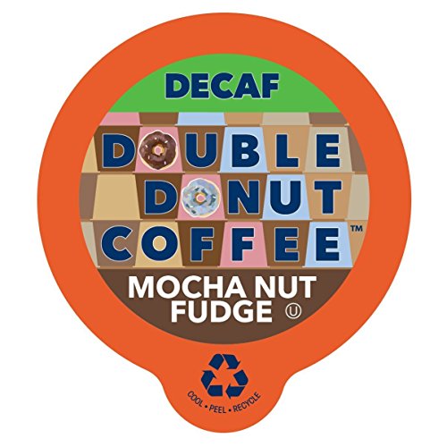 Product Cover Double Donut Coffee Decaf Mocha Nut Fudge Flavored Coffee Single Serve Cups For Keurig K Cup Brewer (24 Count)