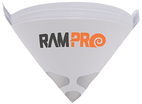 Product Cover Ram-Pro 100 Paint 190 Micron Paper Strainer, Filter Tip Cone Shaped Fine Nylon Mesh Funnel W/Hooks - Premium Grade Disposable - Use Automotive, Spray Guns, Arts & Crafts, Hobby & Painting Projects