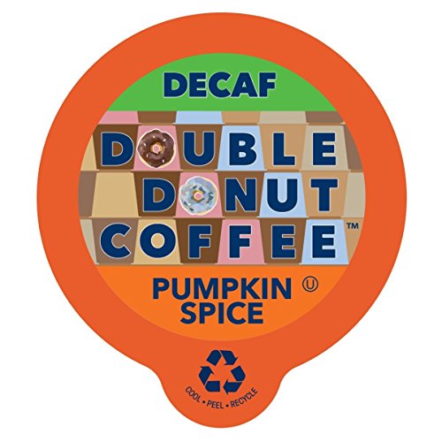 Product Cover Double Donut Medium Roast Decaf Coffee Pods, Pumpkin Spice Flavored, for Keurig K-Cup Machines, 24 Single-Serve Capsules per Box