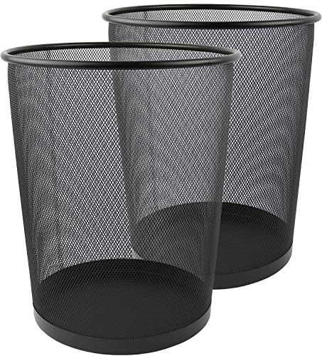 Product Cover Greenco GRC2708 Mesh Round Wastebasket Trash Can, 6 gallon, Black, 2 Pack