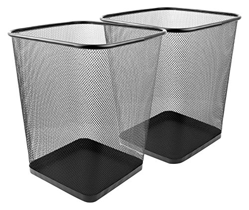 Product Cover Greenco Mesh Wastebasket Trash Can, Square, 6 Gallon, Black, 2 Pack
