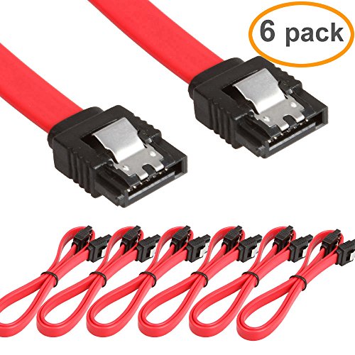 Product Cover LINESO 6 Pack Straight SATA III Cable 6.0 Gbps 18 Inches (red)