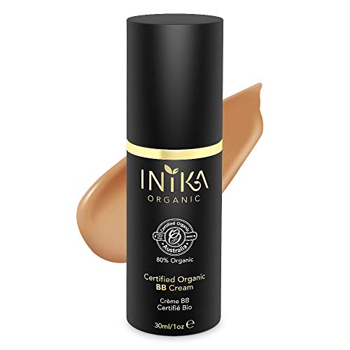 Product Cover INIKA Certified Organic BB Cream, Vegan, Natural 3 in 1 Silky Primer Moisturizer Foundation, All Natural Make-Up, Hypoallergenic, Dermatologist Tested, Halal, 1 oz (30ml) (Honey)