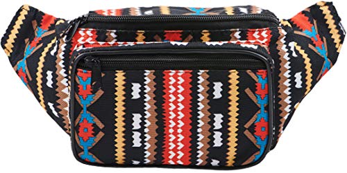 Product Cover Festival Fanny Pack - Boho, Hippy, Eco, Woven, Cotton & Tribal Poly Styles (Black)