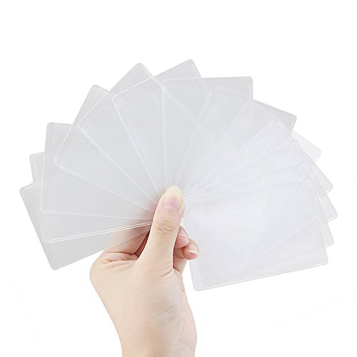 Product Cover Owfeel 50pcs Transparent Plastic Vertical ID Credit Card Holder Protector Sleeve