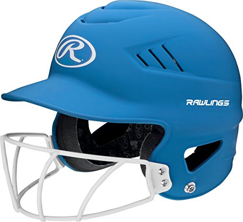 Product Cover Rawlings Highlighter Series Coolflo Youth Baseball/Softball Batting Helmet with Face Guard, Matte Neon Col. Blue