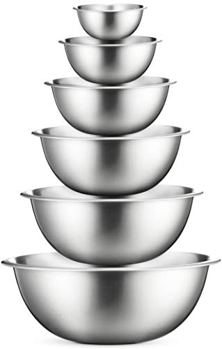 Product Cover Premium Stainless Steel Mixing Bowls (Set of 6) Stainless Steel Mixing Bowl Set - Easy To Clean, Nesting Bowls for Space Saving Storage, Great for Cooking, Baking, Prepping