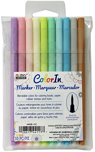 Product Cover Uchida 10 Piece Colorin Brush Tip Marker Set, Pastel