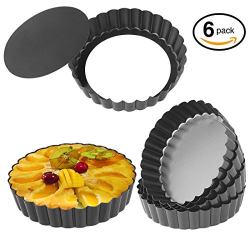 Product Cover Quiche Pans, Homono Commercial Grade Non Stick Removable Bottom 5 Inch Mini Tart Pans (Pack of 6)