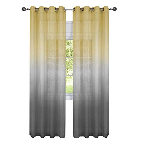 Product Cover GoodGram 2 Pack Semi Sheer Ombre Chic Grommet Curtain Panels - Assorted Colors (Yellow/Grey Multi)