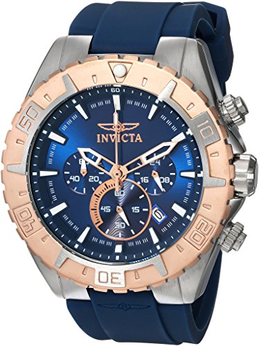 Product Cover Invicta Men's Aviator Stainless Steel Quartz Watch with Silicone Strap, Blue, 26 (Model: 22523)