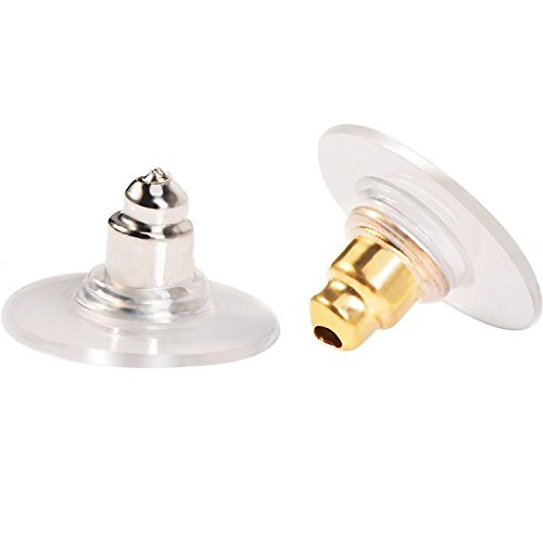 Product Cover 100 Pairs Bullet Clutch Earring Backs with Pad Earring Safety Backs (Silver and Gold)