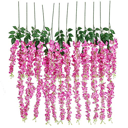 Product Cover Luyue 3.18 Feet Artificial Silk Wisteria Vine Ratta Silk Hanging Flower Decor,6 Pieces,(Color-4)