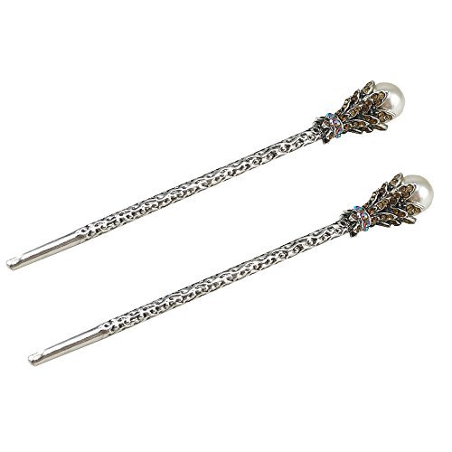 Product Cover yueton Pack of 2 Vintage Rhinestone Pearl Hair Stick Vintage Hair Chopsticks Hairpin Chignon Pin (coffee)