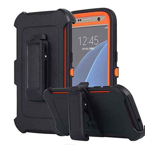 Product Cover Galaxy S7 Case, AICase [Heavy Duty] [Full Body] Tough 4 in 1 Rugged Shockproof Cover with Belt Clip Armor Protective Cover for Samsung Galaxy S7 (2016) (Black/Orange)