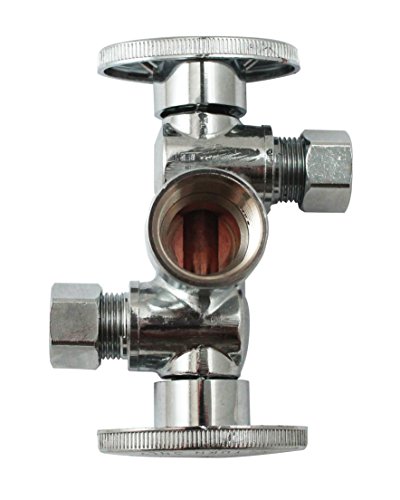 Product Cover Quarter Turn 3 Way Valve 1/2-Inch FIP by 3/8-Inch OD by 3/8-Inch OD Dual Handle, Lead-Free