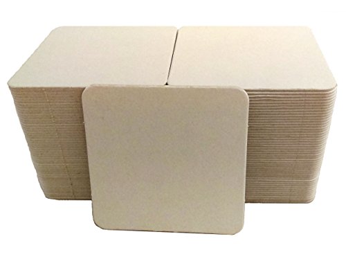 Product Cover Inkfish and Co. ☆100 Pack 4 Inch Square Blank Coasters Off White Color Heavyweight Cardboard Pulp Board Paper Made in USA Perfect For All Drinks DIY Craft Projects Printing Mini Art Zen Boards