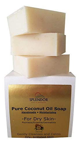 Product Cover Moisturizing Coconut Oil Face & Body Bar Soap - Dry, Irritated, Itchy, Sensitive Skin - Organic Ingredients For Psoriasis, Eczema, Dermatitis. Handmade, Vegan,100% Natural (Unscented, Fragrance-Free)