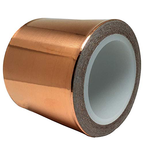 Product Cover Copper Foil Tape (2inch x 18ft) for Guitar and EMI Shielding, Slug Repellent, Crafts, Electrical Repairs, Grounding - Conductive Adhesive - Thicker Foil - Extra Wide Value Pack at A Great Price