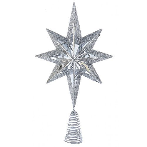 Product Cover Kurt Adler Christmas Star Mini Tree Topper Star Burst 6.75 inch Silver