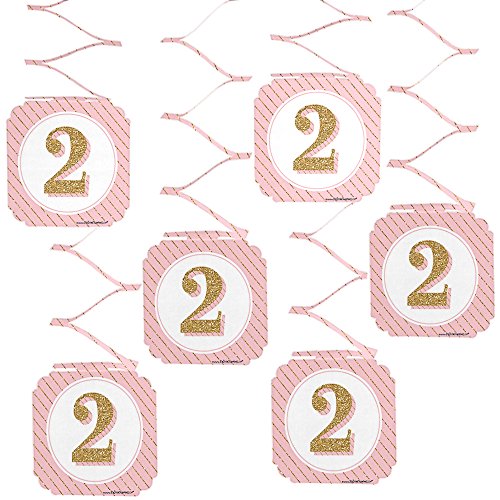 Product Cover Big Dot of Happiness Two Much Fun - Girl - 2nd Birthday Party Hanging Decorations - 6 Count