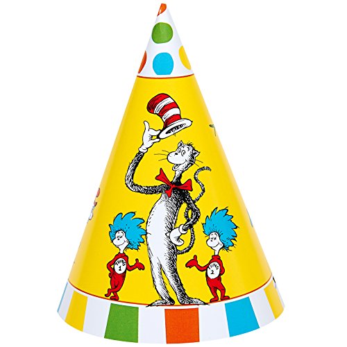 Product Cover BirthdayExpress Dr Seuss Cat in The Hat Party Supplies - Cone Hats (8)