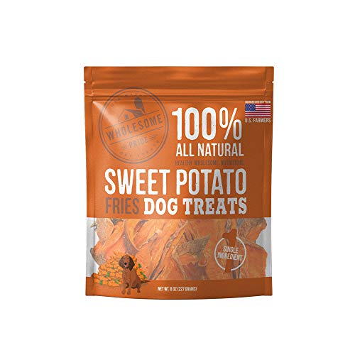 Product Cover Wholesome Pride Sweet Potato Fries Dog Treats, 8 oz - All Natural Healthy - Vegan, Gluten and Grain-Free Dog Snacks - Made in USA
