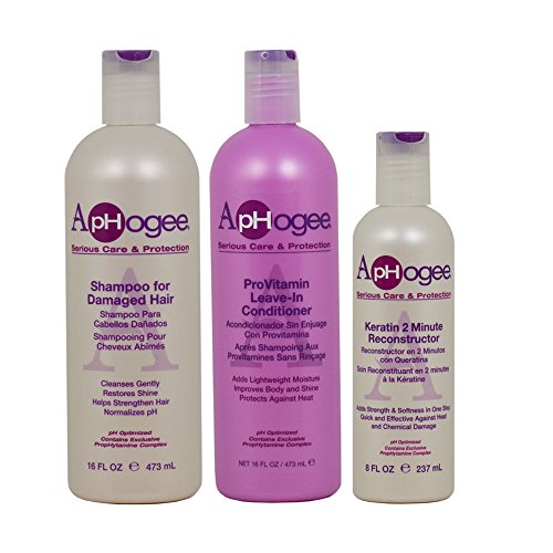 Product Cover ApHogee Shampoo for Damaged Hair + ProVitamin Leave-In Conditioner 16oz + Keratin 2 Minute Reconstructor 8oz 