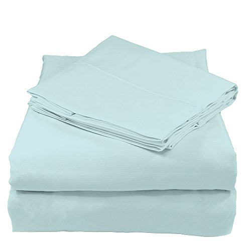 Product Cover Whisper Organics 100% Organic Cotton Bed Sheet Set, 300 Thread Count - GOTS Certified (Queen, Ocean Blue)