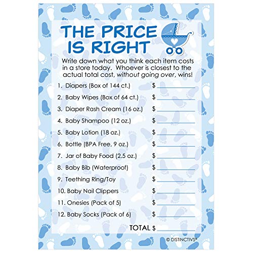 Product Cover DISTINCTIVS Blue Boy Baby Shower Game - The Price is Right (Set of 20)