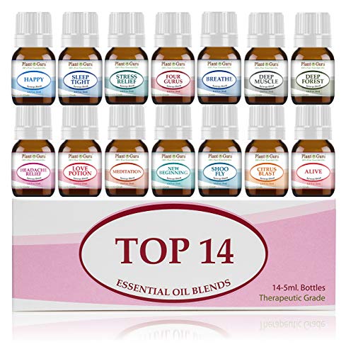 Product Cover Essential Oil Blends Set 14-5ml 100% Pure Therapeutic Grade for Sleep, Relaxation, Stress and Anxiety, Headaches and Migraines, Muscle Pain Relief, Colds and Coughs. Great for Aromatherapy Diffuser