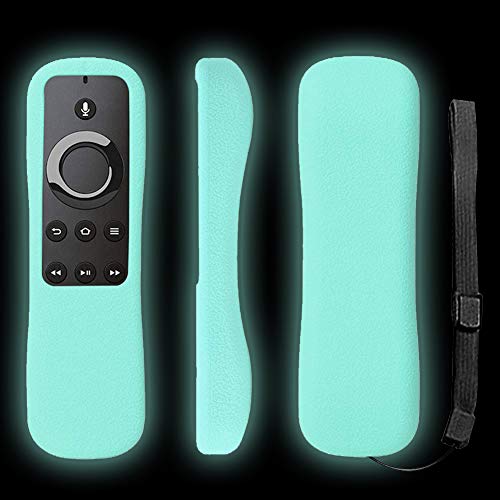 Product Cover SIKAI Protective Silicone Cover for Fire TV, Fire TV Stick, Fire TV Cube 5.9'' Alexa Voice Remote Case Shockproof Washable Anti-Lost with Remote Loop for Fire TV Voice Remote (Glow in Dark Blue)
