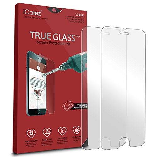 Product Cover iCarez [Tempered Glass Screen Protector for iPhone 7 iPhone 6 6s 4.7 inch Easy Install [ 2-Pack 0.33MM 9H 2.5D]
