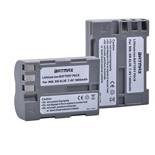 Product Cover Batmax 2Pack High Capacity EN-EL3e Replacement Batteries for Nikon EN-EL3e and Nikon D50