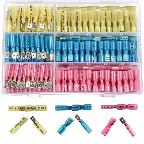 Product Cover Sopoby 220pcs Wire Spade Connectors, Heat Shrink Female Male Spade Terminals Electrical Crimp Connector Kit