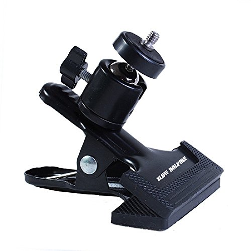 Product Cover Slow Dolphin Tripod Camera Clip Clamp Flash Reflector Holder Mount with 1/4 Inch Screw 360 Degree Swivel for Studio Backdrop Camera SLR, Digital SLR, Video Came（Black）
