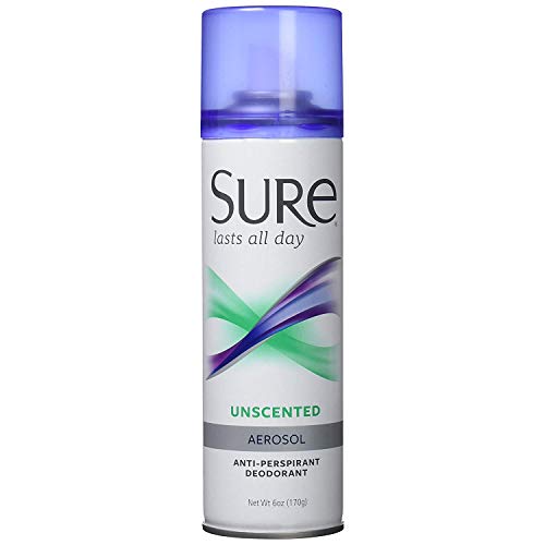 Product Cover Sure Anti-Perspirant & Deodorant Aerosol, Unscented 6 oz ( Packs of 4)