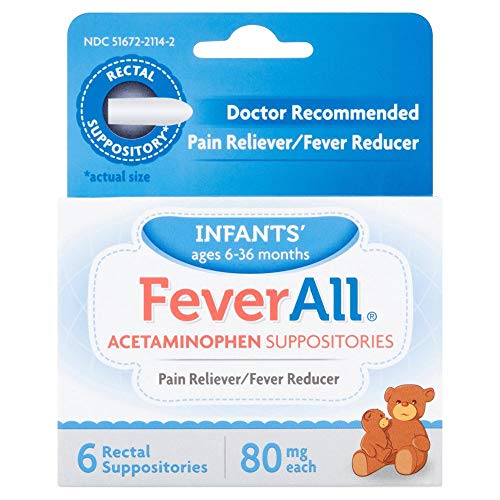 Product Cover FeverAll Infants Acetaminophen Suppositories 6 Rectal Suppositories 80mg each (Pack of 4)