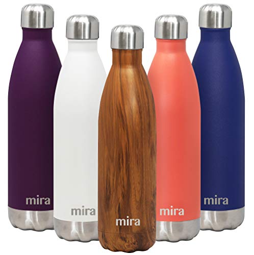 Product Cover MIRA 25 Oz Stainless Steel Vacuum Insulated Water Bottle | Double Walled Cola Shape Thermos | 24 Hours Cold, 12 Hours Hot | Reusable Metal Water Bottle | Leak-Proof Sports Flask | Wood