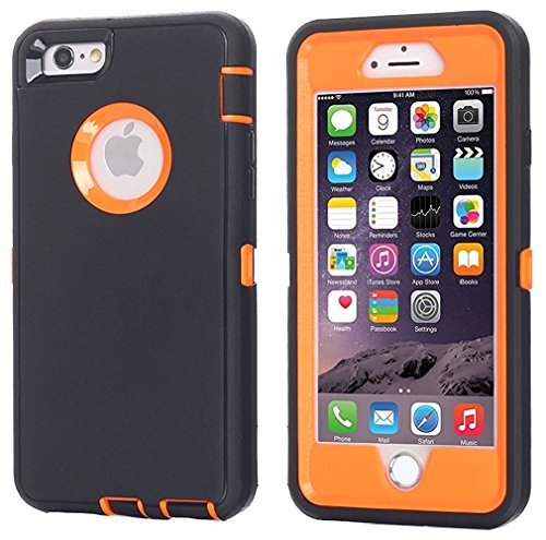 Product Cover iPhone 6 Case, iPhone 6S Case [Heavy Duty] AICase Built-in Screen Protector Tough 3 in 1 Rugged Shockproof Cover for Apple iPhone 6/6S (Black/Orange)