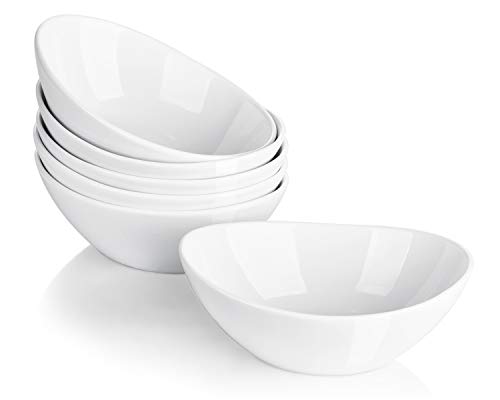 Product Cover LIFVER 16 Ounce Porcelain Serving Bowl Set, Cereal bowl, Dessert bowl, White, Set of 6, 7 Inch