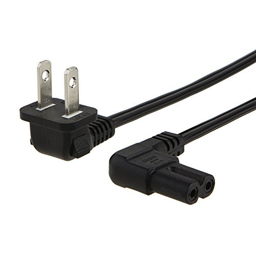 Product Cover CableCreation 3 Foot 18 AWG Angled 2-Slot Non-Polarized Angle Power Cord (IEC320 C7 To Nema 1-15P), 0.915M / Black
