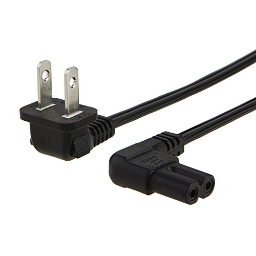 Product Cover CableCreation 10 Feet 18 AWG Angled 2-Slot Non-Polarized Angle Power Cord (IEC320 C7 to Nema 1-15P), 3M / Black