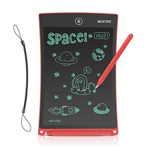 Product Cover NEWYES 8.5 Inches LCD Writing Tablet with Lock Function Office Whiteboard Bulletin Board Kitchen Memo Notice Fridge Board Magnetic Daily Planner Gifts for Kids (Red+Lanyard)
