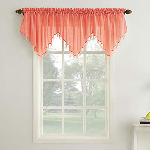 Product Cover No. 918 Erica Crushed Sheer Voile Ascot Beaded Curtain Valance, 51