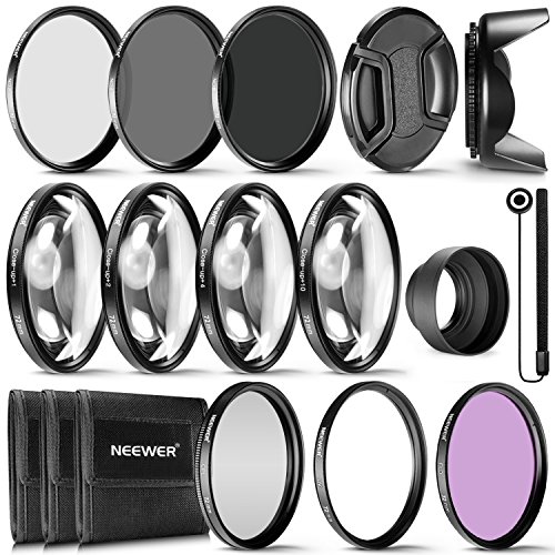 Product Cover Neewer 72MM Complete Lens Filter Accessory Kit for Lenses with 72MM Filter Size: UV CPL FLD Filter Set + Macro Close Up Set (+1 +2 +4 +10) + ND Filter Set (ND2 ND4 ND8) + Other
