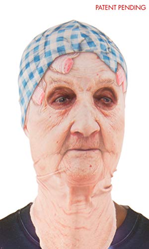 Product Cover Faux Real Unisex-Adult's Halloween 3D Photo-Realistic Full Fabric Face Mask, Old Lady, One Size Fits Most