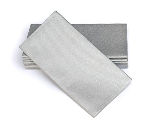 Product Cover SIMULINEN Colored Napkins - Decorative Cloth Like & Disposable Dinner Napkins - Silver - Soft, Absorbent & Durable - 16